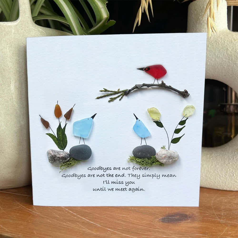 Goodbyes Are Not Forever Bird Scene Sea Glass Framed Art - image 3