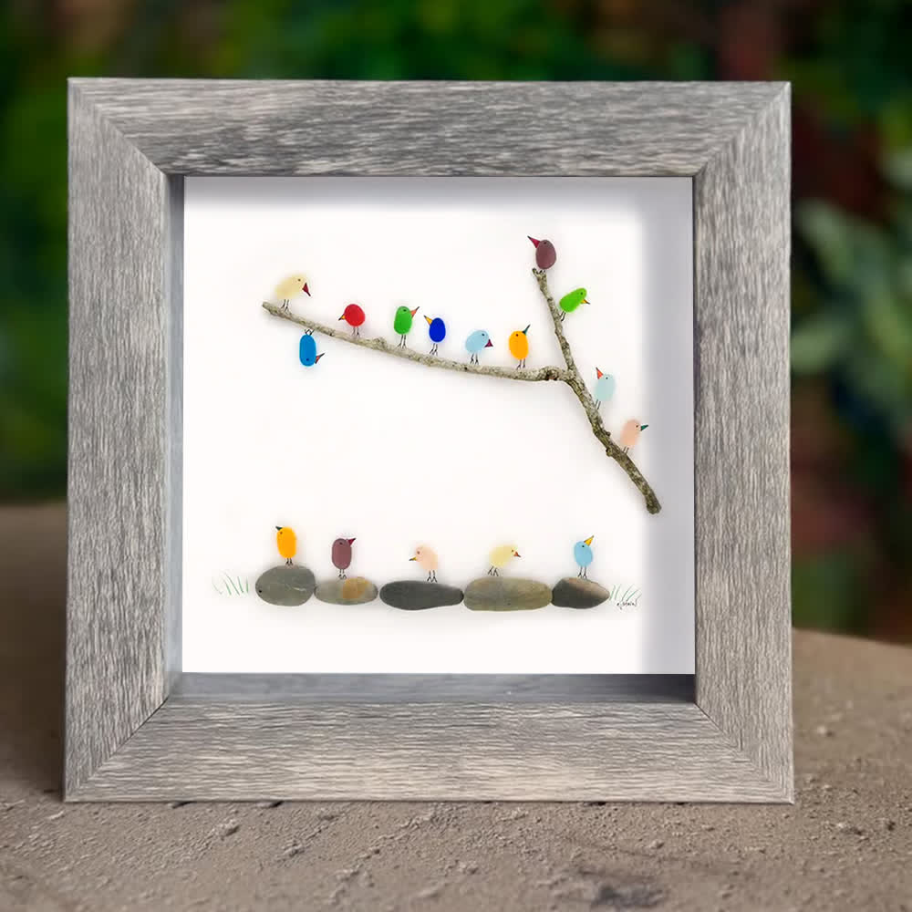 Rainbow Bird Flock Sea Glass Framed Art - image 7
