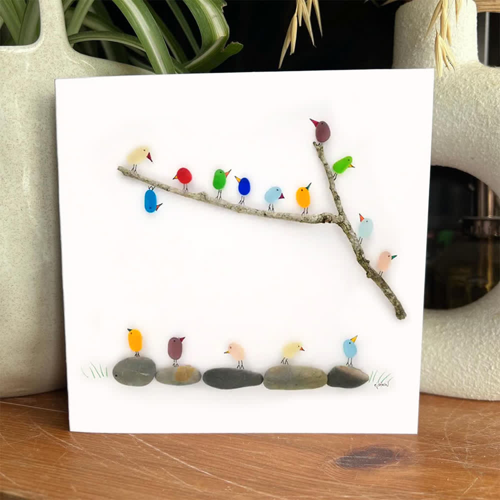 Rainbow Bird Flock Sea Glass Framed Art - image 5