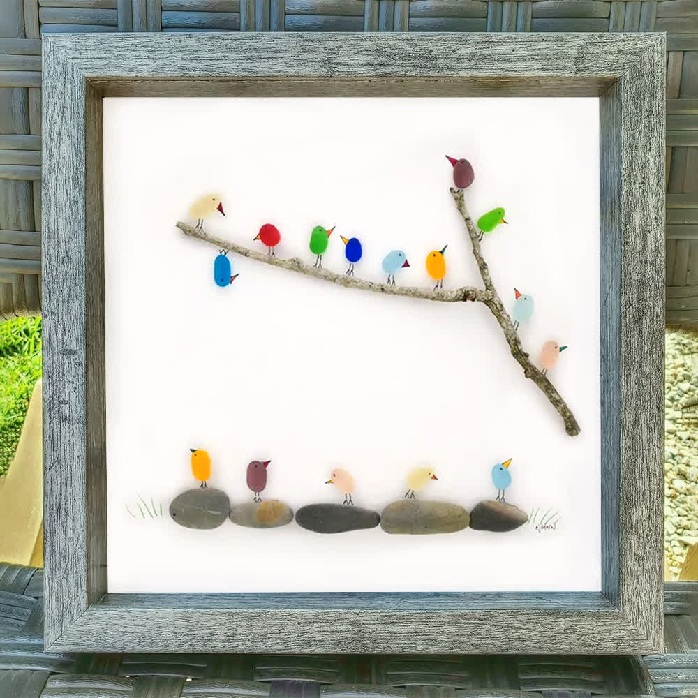 Rainbow Bird Flock Sea Glass Framed Art - image 6