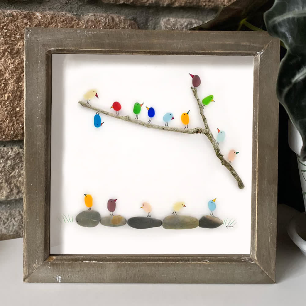 Rainbow Bird Flock Sea Glass Framed Art - image 4