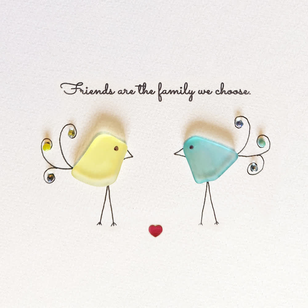 "Friends are the family we choose" Bird Friends Sea Glass Framed Art - image 2