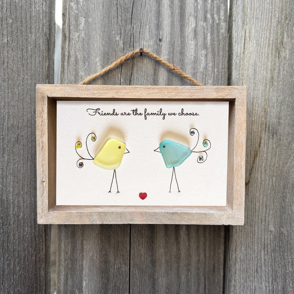 "Friends are the family we choose" Bird Friends Sea Glass Framed Art - image 10