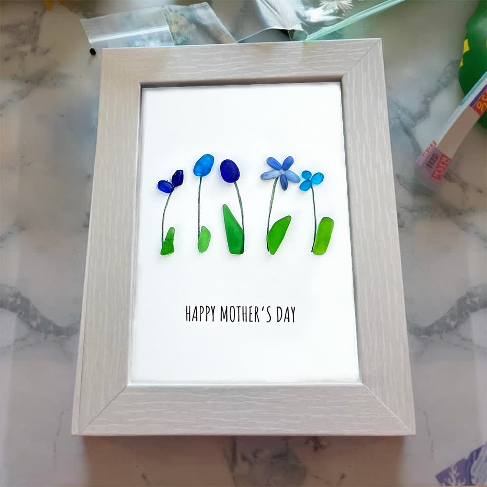 Happy Mother's Day Flower Bouquet Sea Glass Framed Art - image 3