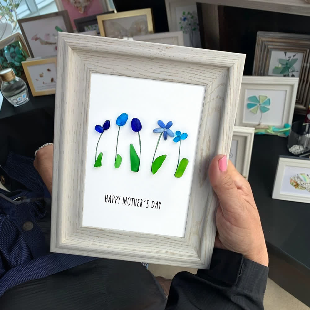 Happy Mother's Day Flower Bouquet Sea Glass Framed Art - image 4