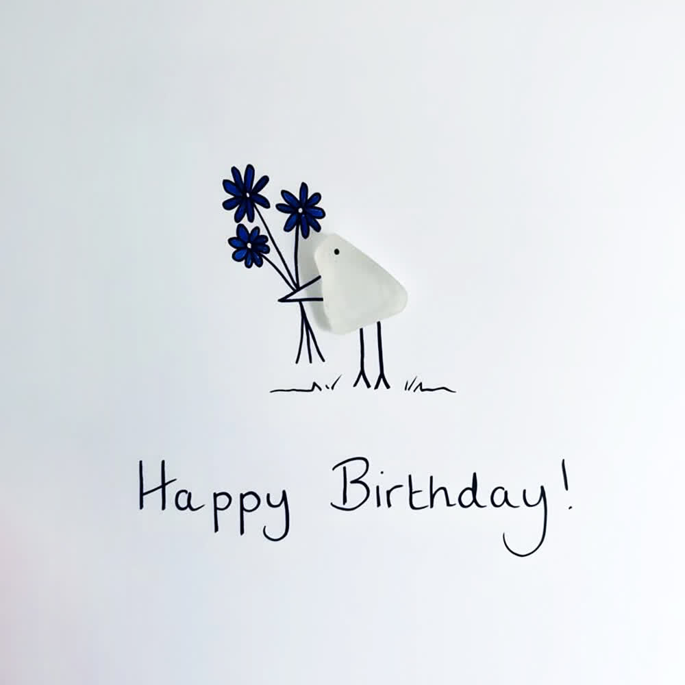 Happy Birthday Bouquet & Bird Sea Glass Framed Art - image 2