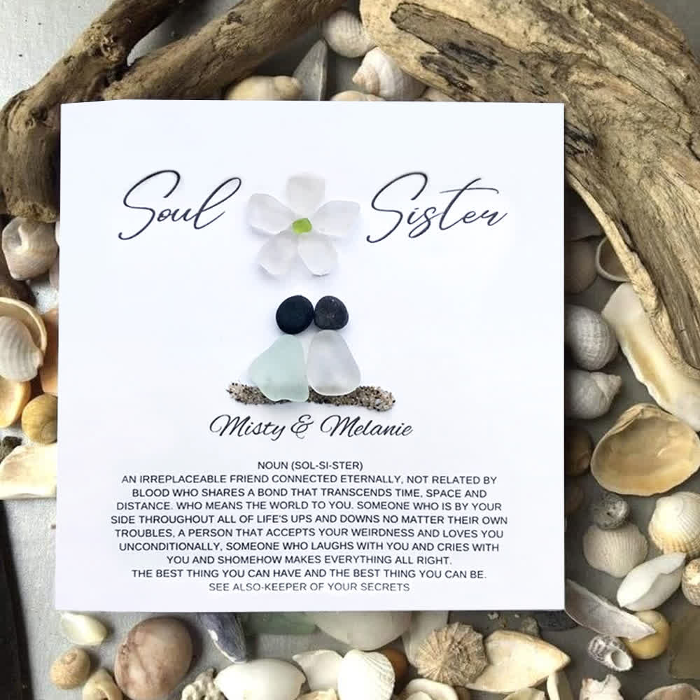 Custom Name Soul Sister Definition Sea Glass Framed Art - Seaglass Card - 8" X 8" - image 1