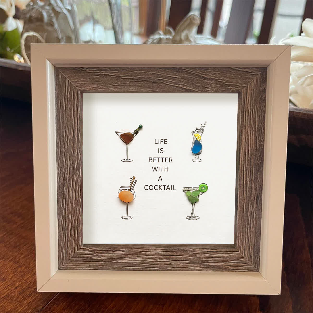 "Life Is Better With A Cocktail" Sea Glass Framed Art - image 7