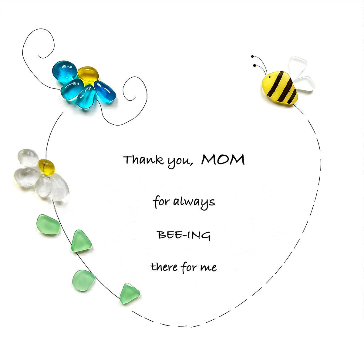 Mothe's Love Bee & Flowers Sea Glass Framed Art For Mom - image 2