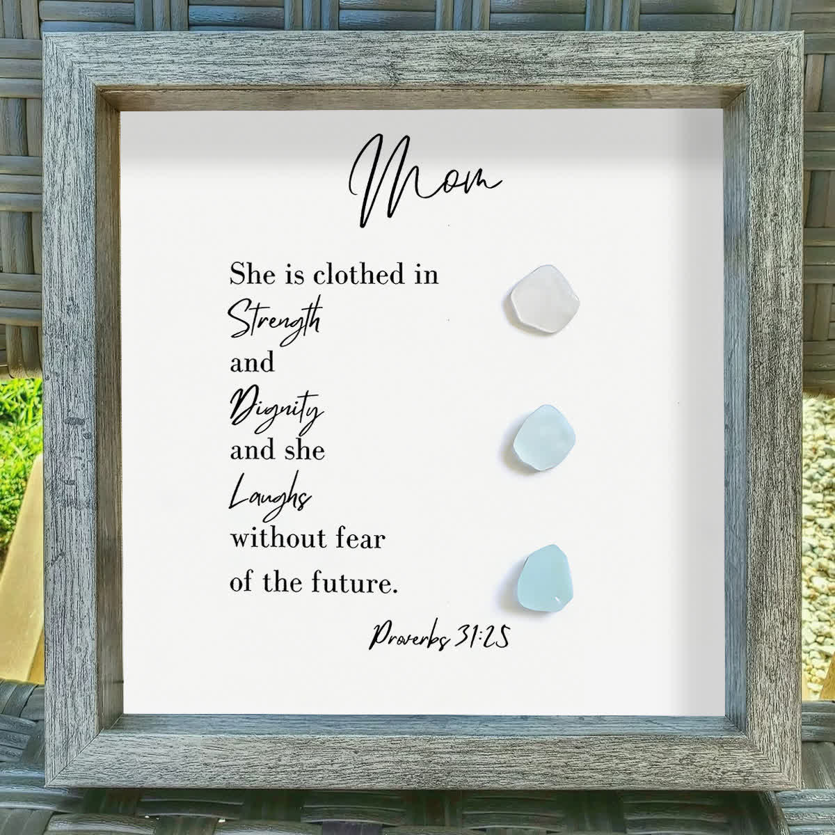 Strength & Dignity & Joy Sea Glass Framed Art For Mom - image 6