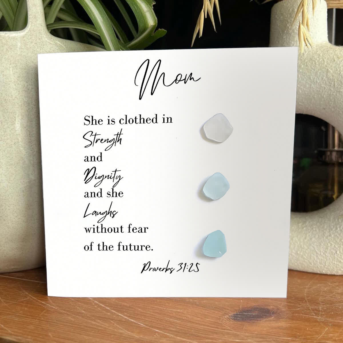 Strength & Dignity & Joy Sea Glass Framed Art For Mom - image 3