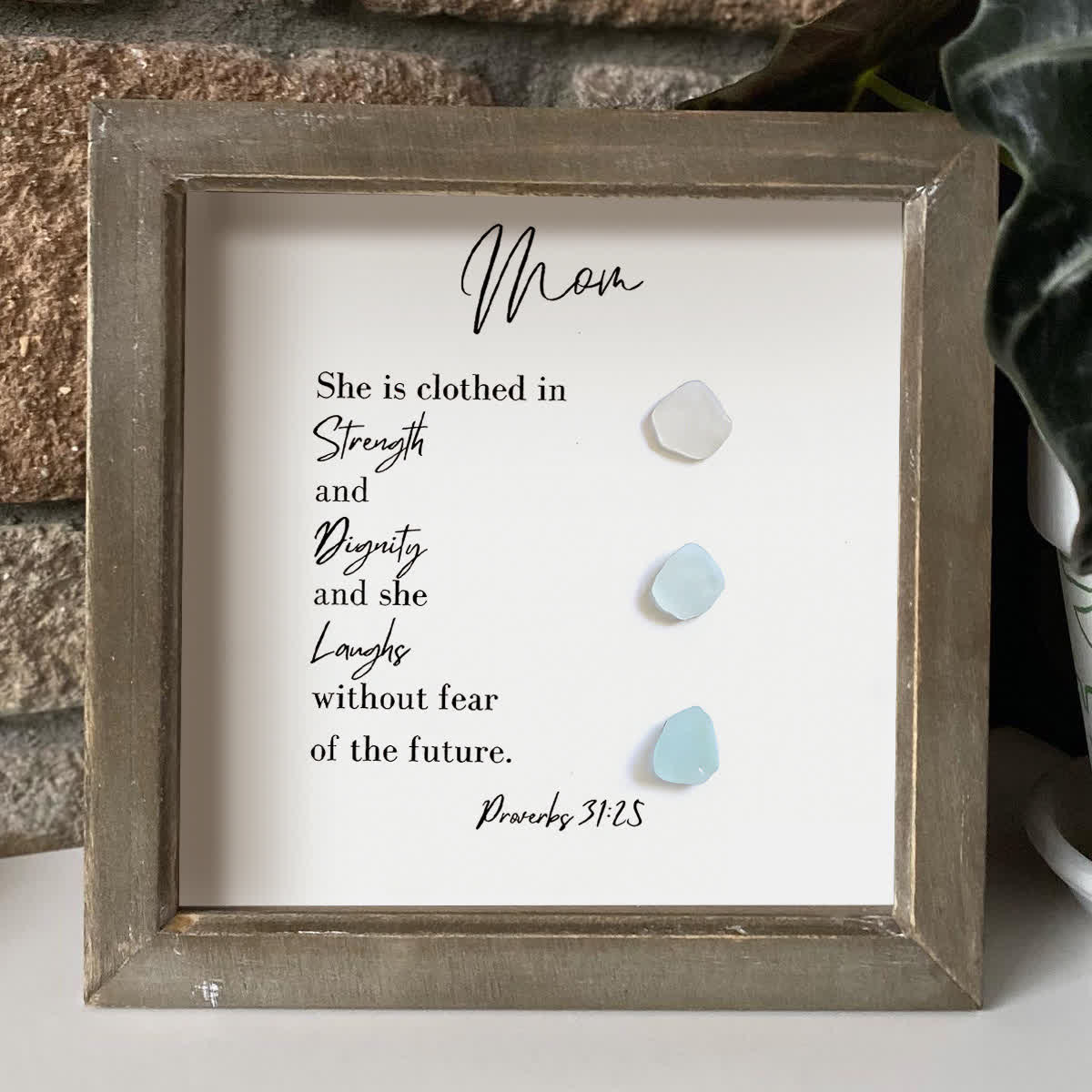 Strength & Dignity & Joy Sea Glass Framed Art For Mom - image 0