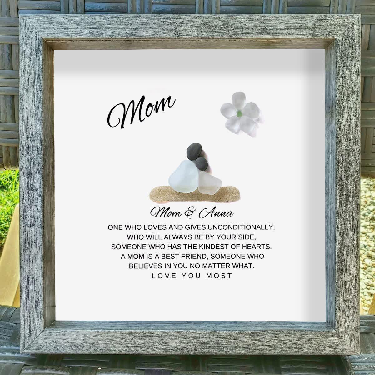 "Mom: Unconditional Love" Customizable Name Sea Glass Framed Art - image 4