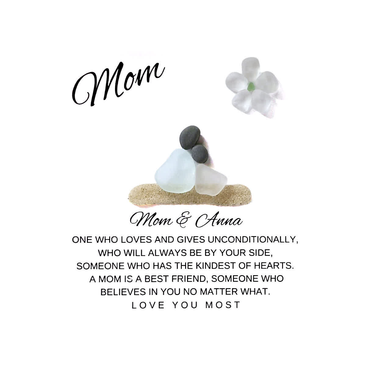 "Mom: Unconditional Love" Customizable Name Sea Glass Framed Art - image 2