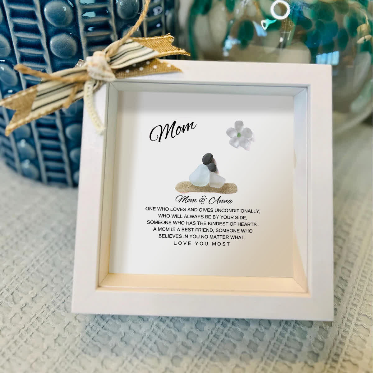 "Mom: Unconditional Love" Customizable Name Sea Glass Framed Art - image 6