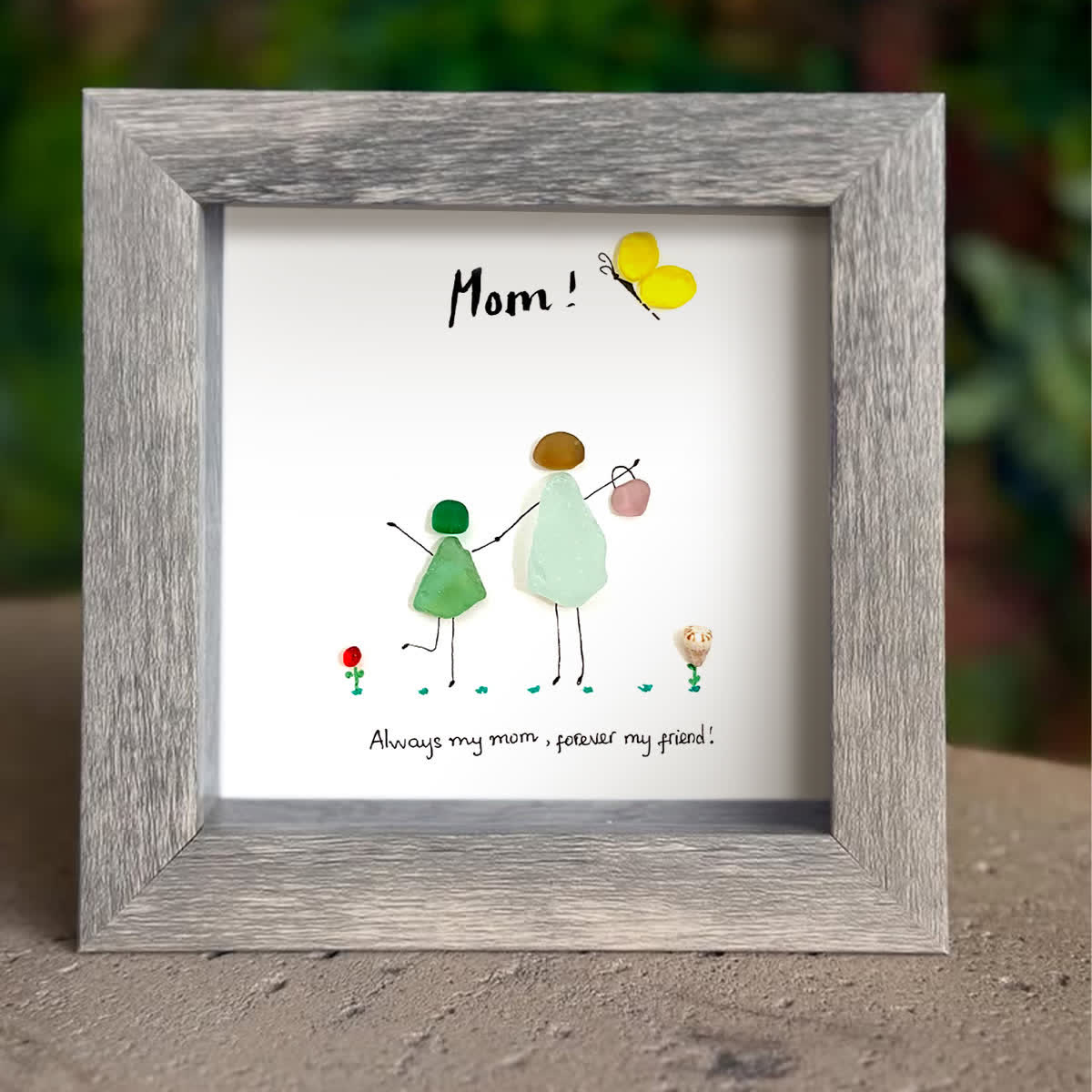Timeless Mother-Child Bond Sea Glass Framed Art - image 0
