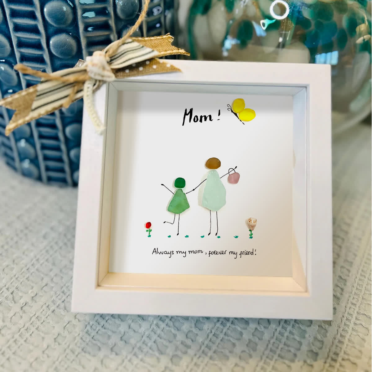 Timeless Mother-Child Bond Sea Glass Framed Art - image 4