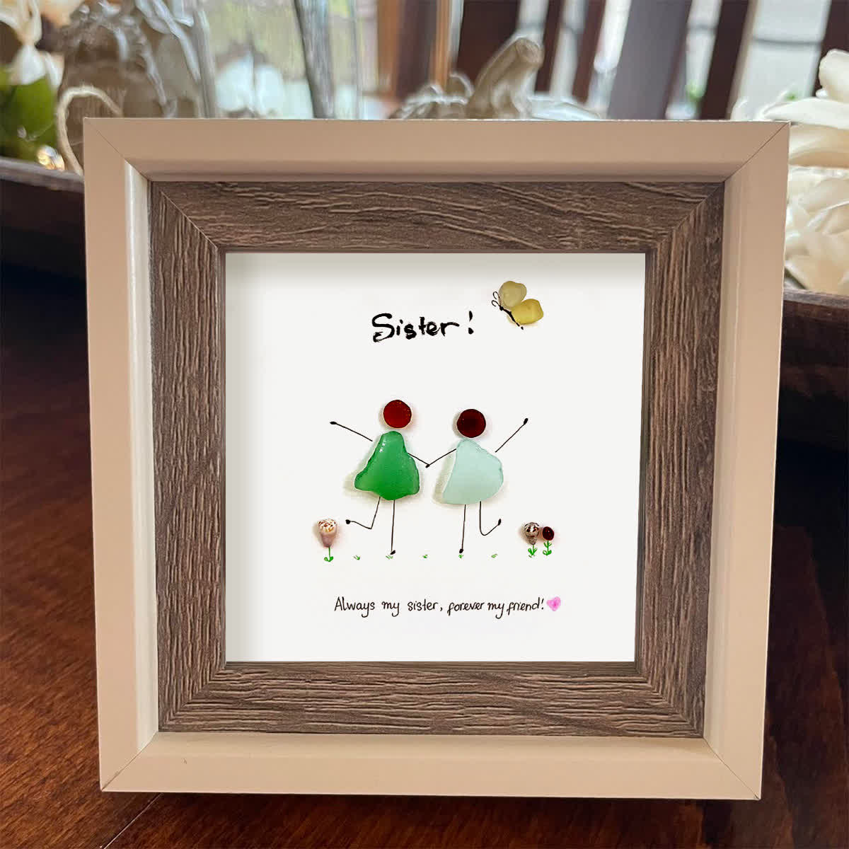 Sisterhood Handcrafted Sea Glass Framed Art - image 4