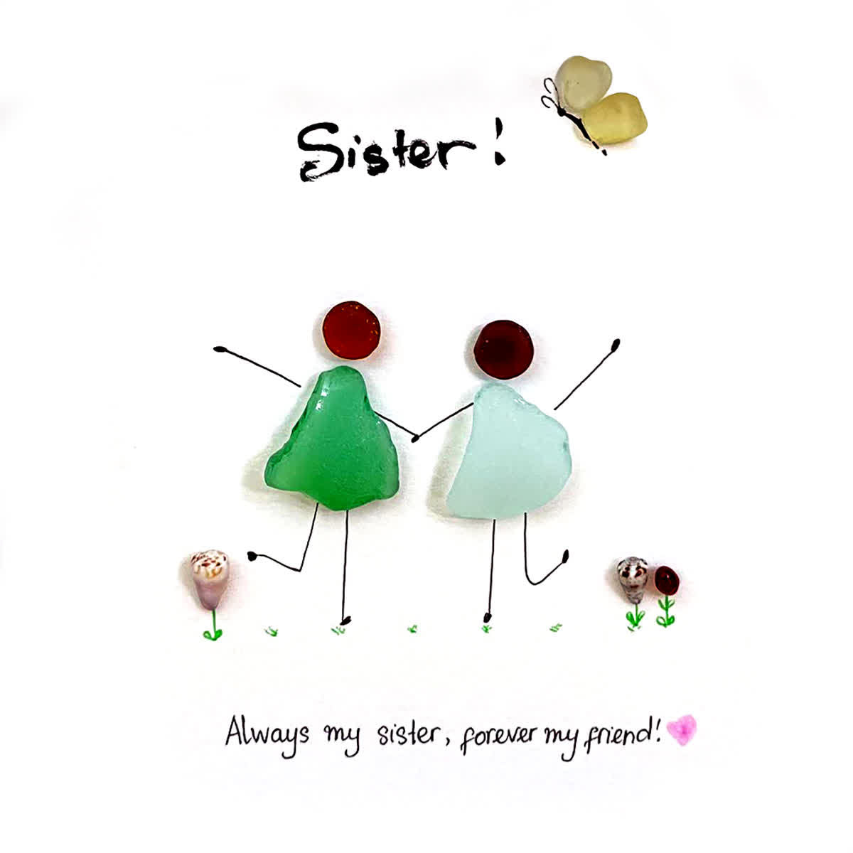 Sisterhood Handcrafted Sea Glass Framed Art - image 2