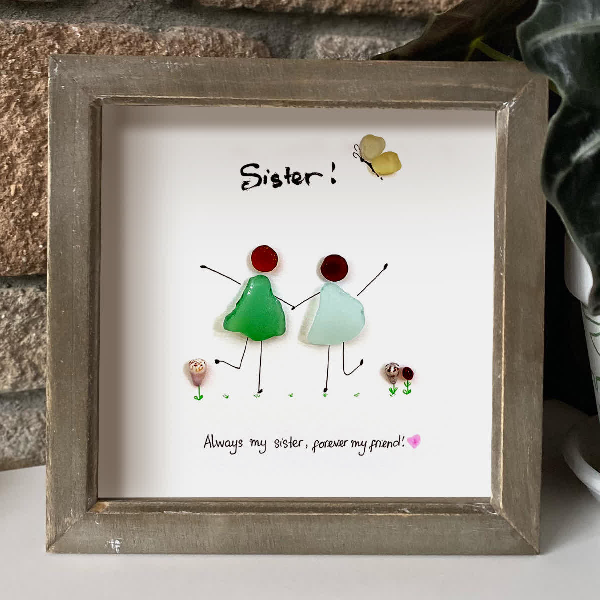 Sisterhood Handcrafted Sea Glass Framed Art - image 6