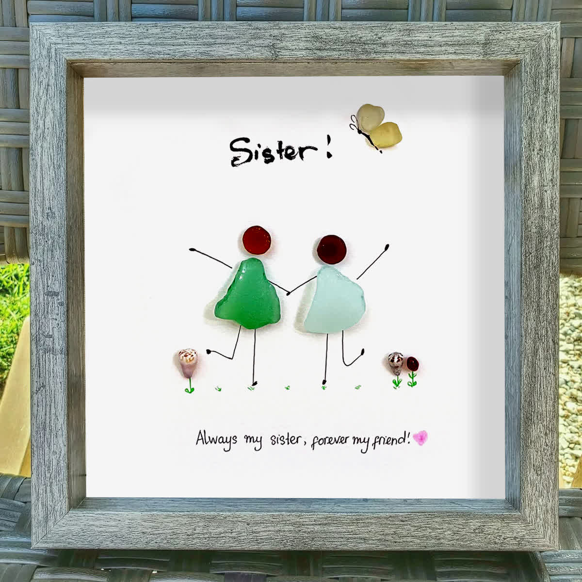 Sisterhood Handcrafted Sea Glass Framed Art - image 5