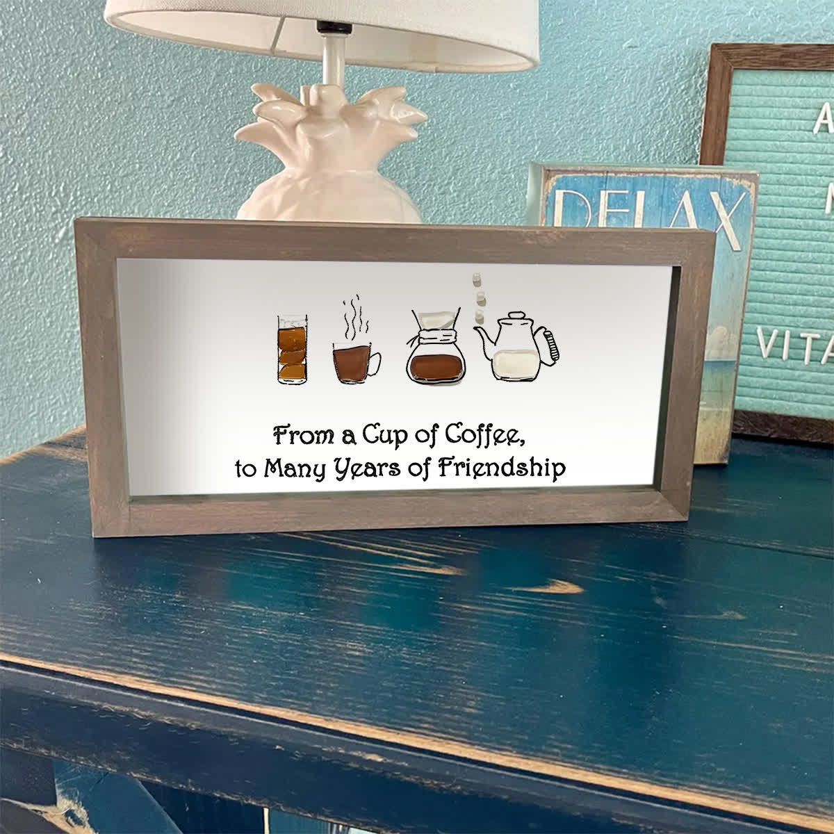 Cherished Friendship & Warm Coffee Sea Glass Framed Art - image 8