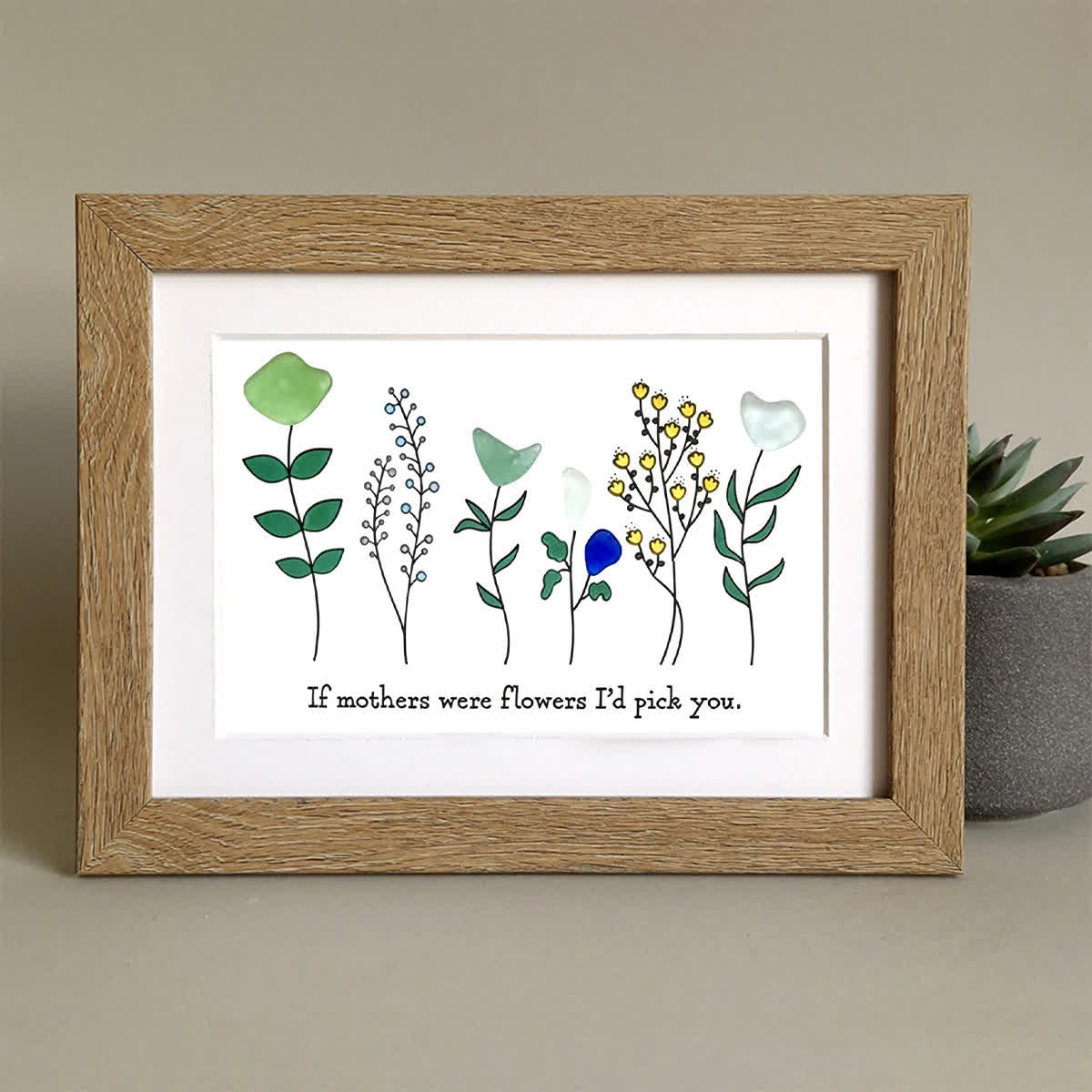 "If Mothers Were Flowers I'd Pick You" Sea Glass Framed Art - image 3