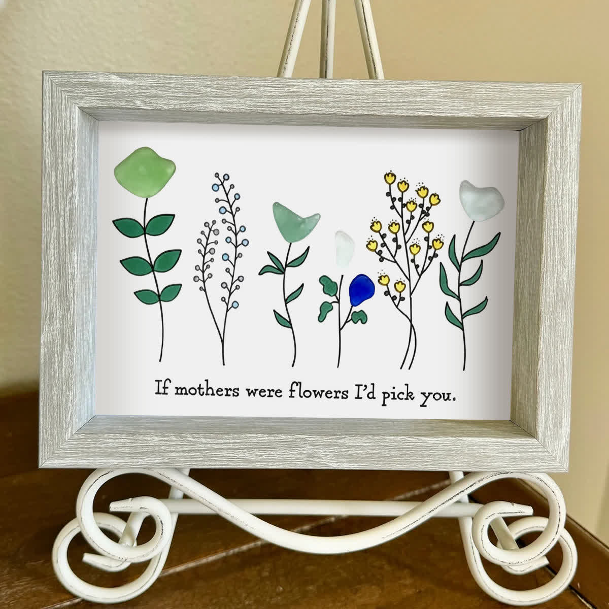"If Mothers Were Flowers I'd Pick You" Sea Glass Framed Art - image 5