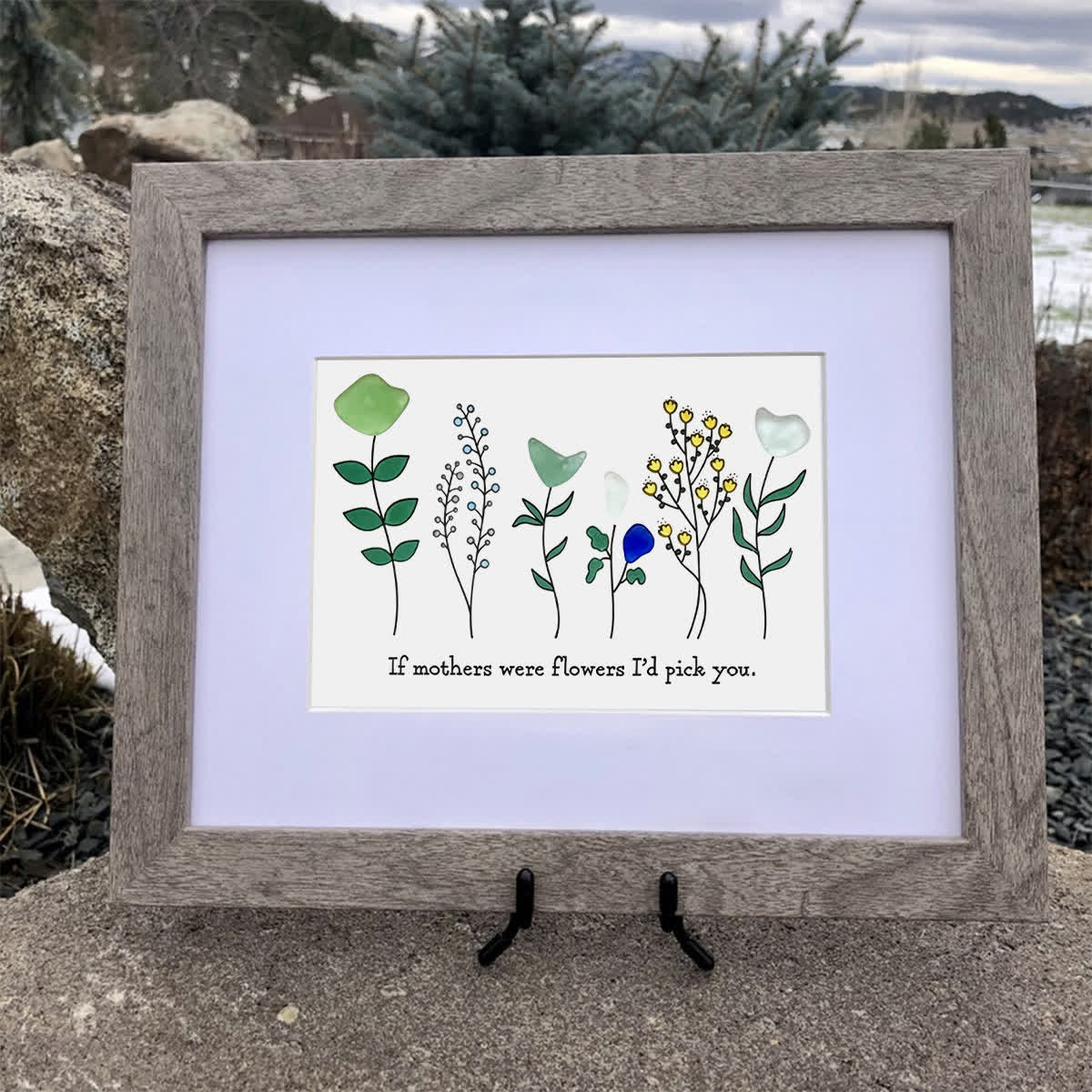 "If Mothers Were Flowers I'd Pick You" Sea Glass Framed Art - image 0