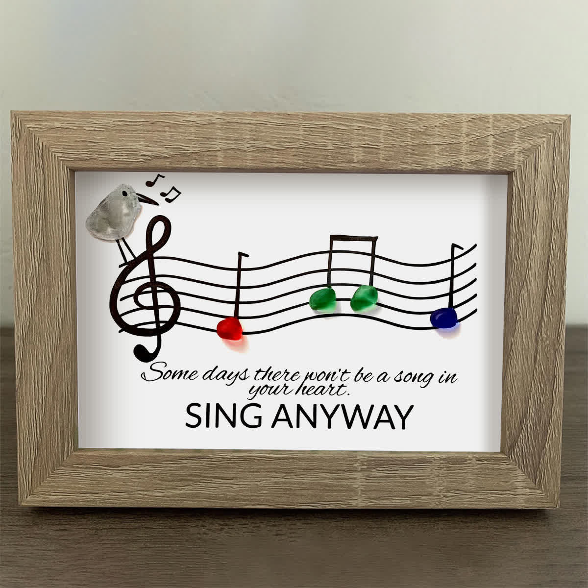 Music & Bird "Sing Anyway" Sea Glass Framed Art - image 5