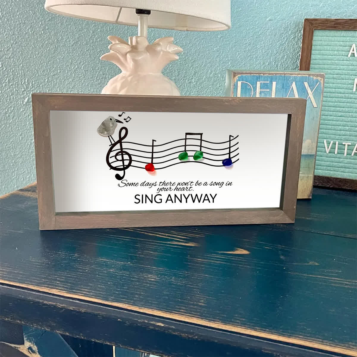 Music & Bird "Sing Anyway" Sea Glass Framed Art - image 11