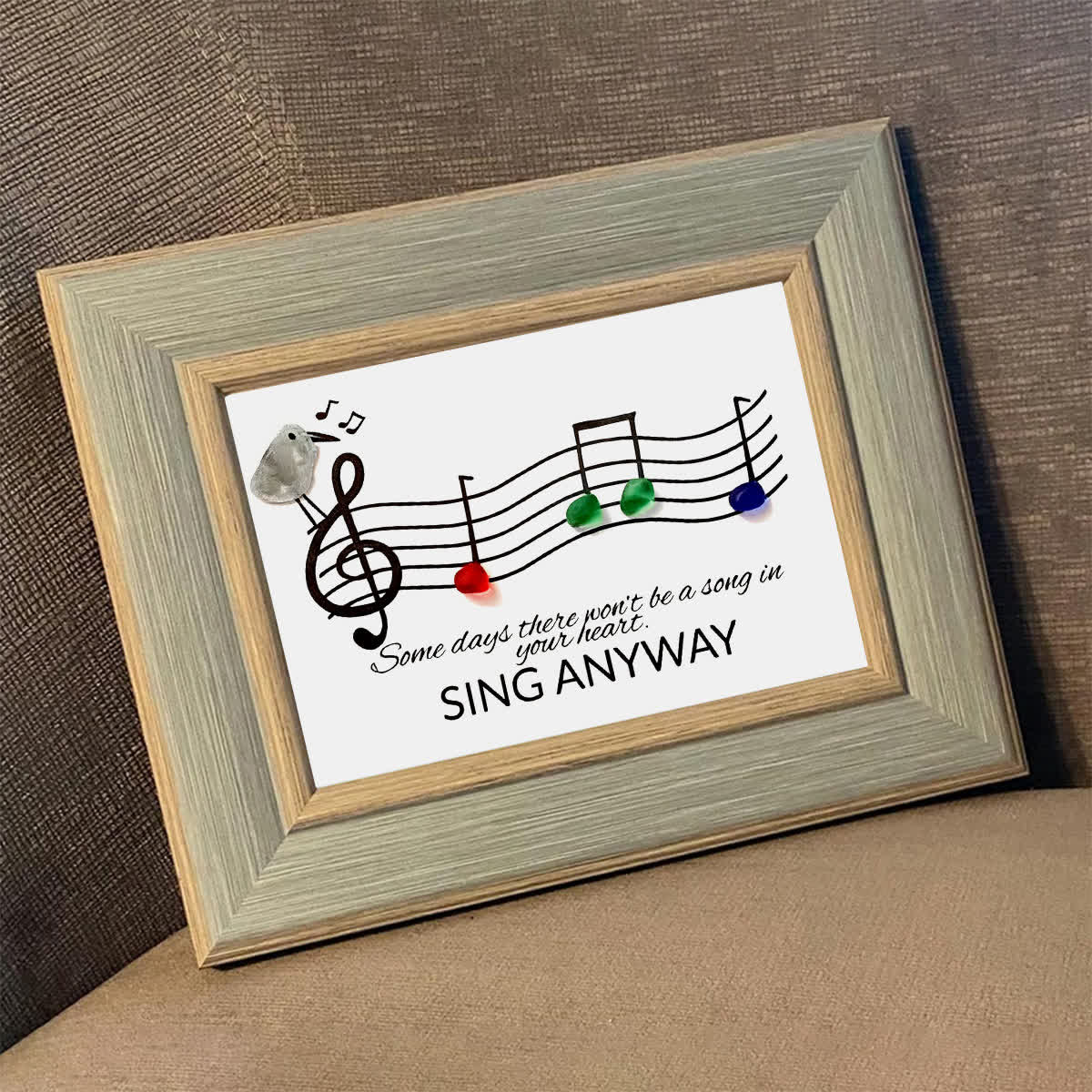 Music & Bird "Sing Anyway" Sea Glass Framed Art - image 10