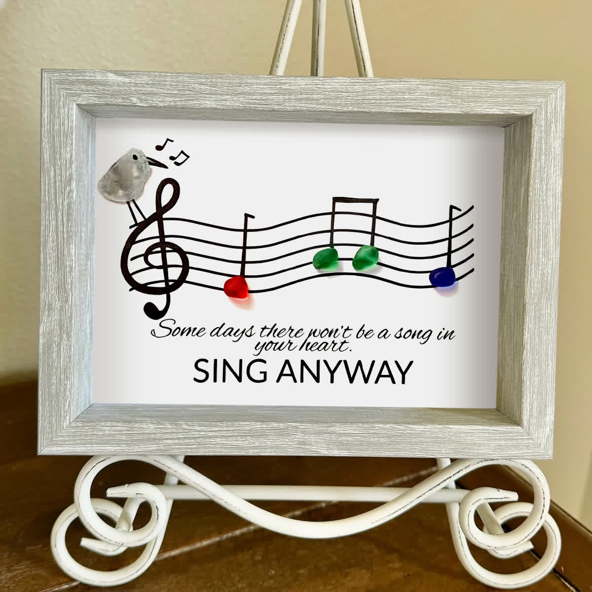 Music & Bird "Sing Anyway" Sea Glass Framed Art - image 12