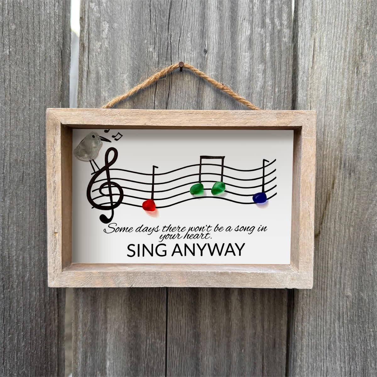 Music & Bird "Sing Anyway" Sea Glass Framed Art - image 8