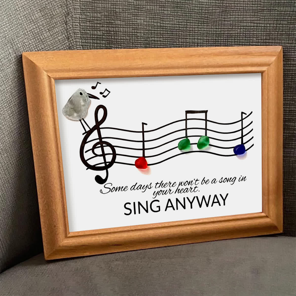 Music & Bird "Sing Anyway" Sea Glass Framed Art - image 7