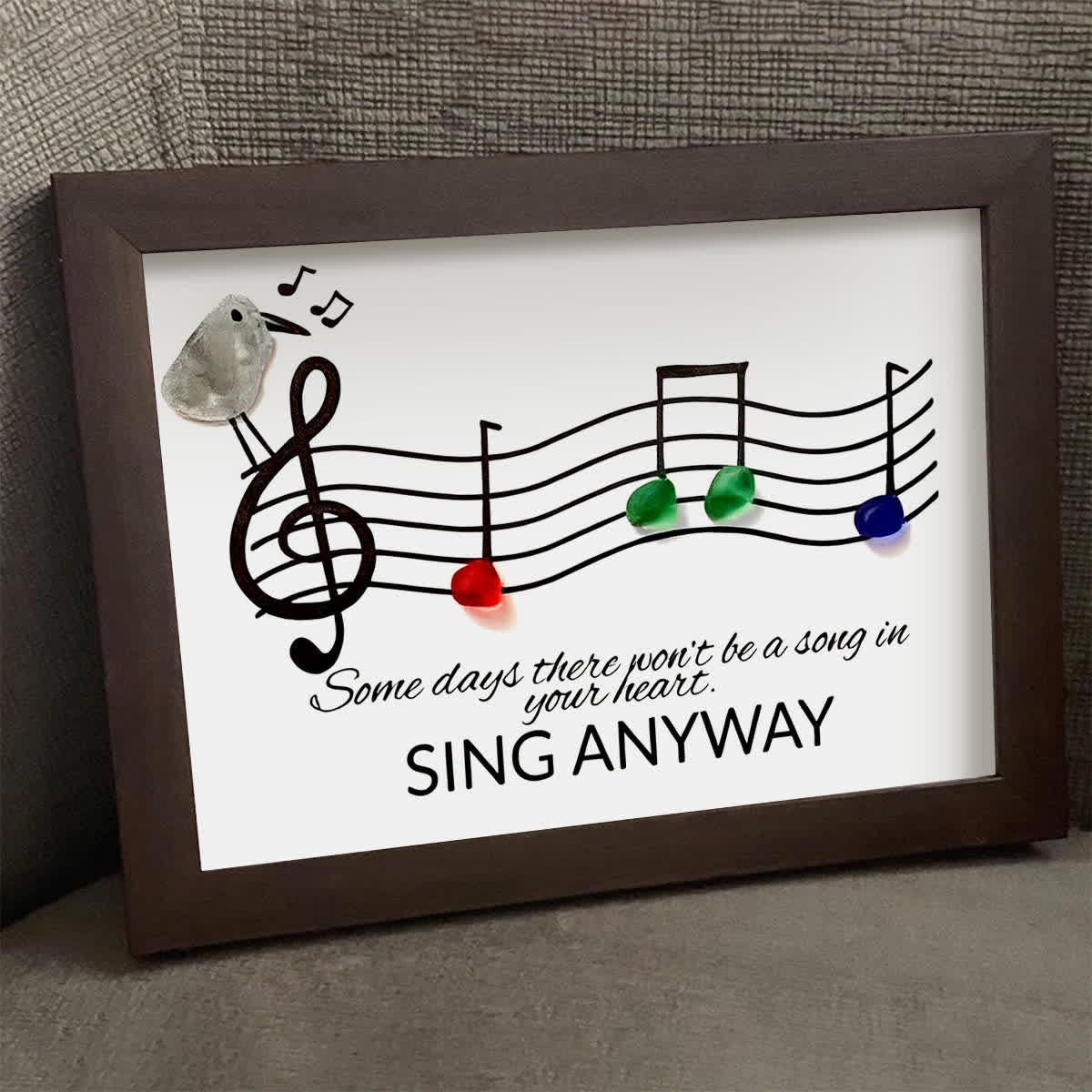 Music & Bird "Sing Anyway" Sea Glass Framed Art - image 9