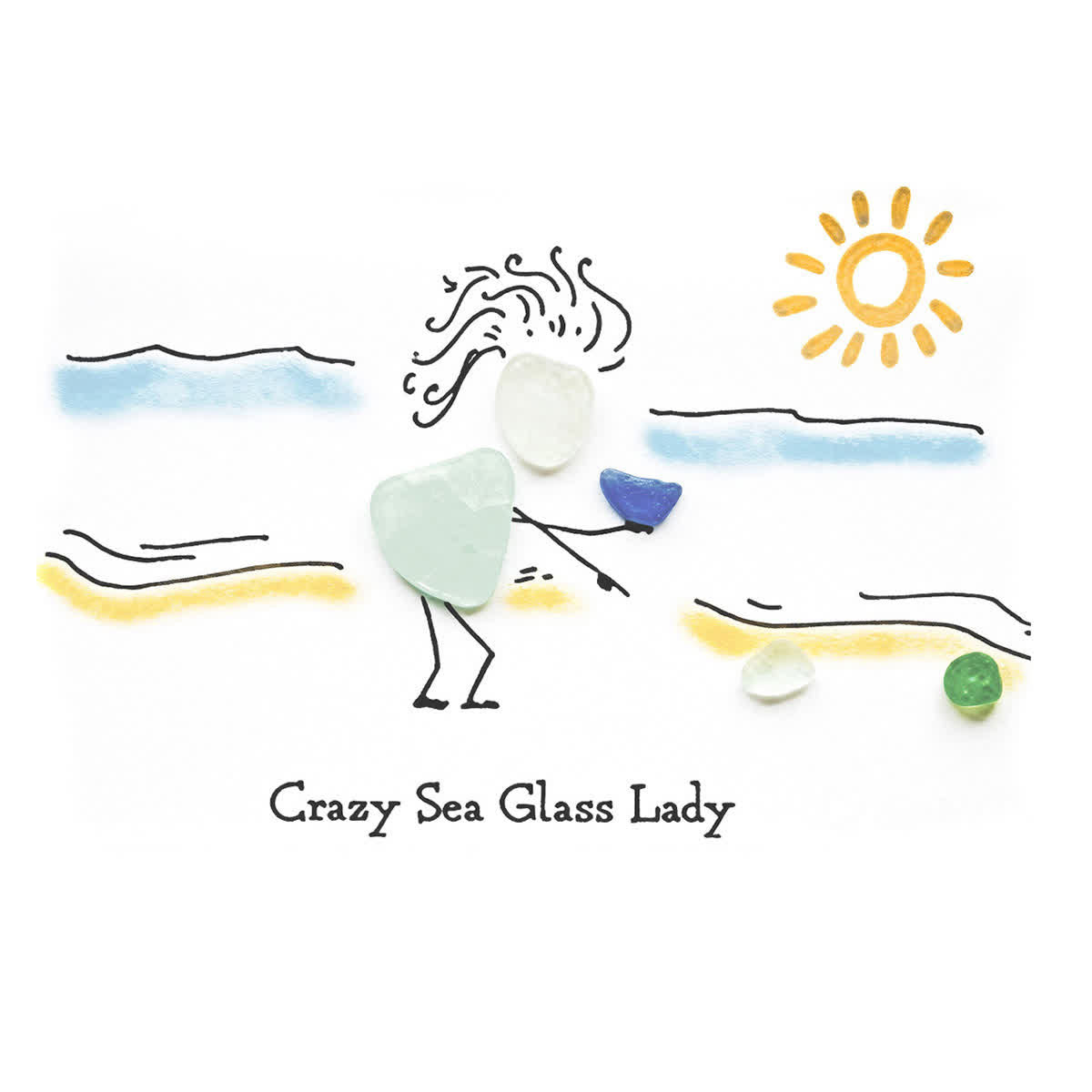 Summer Beach Crazy Sea Glass Lady Framed Art - image 2