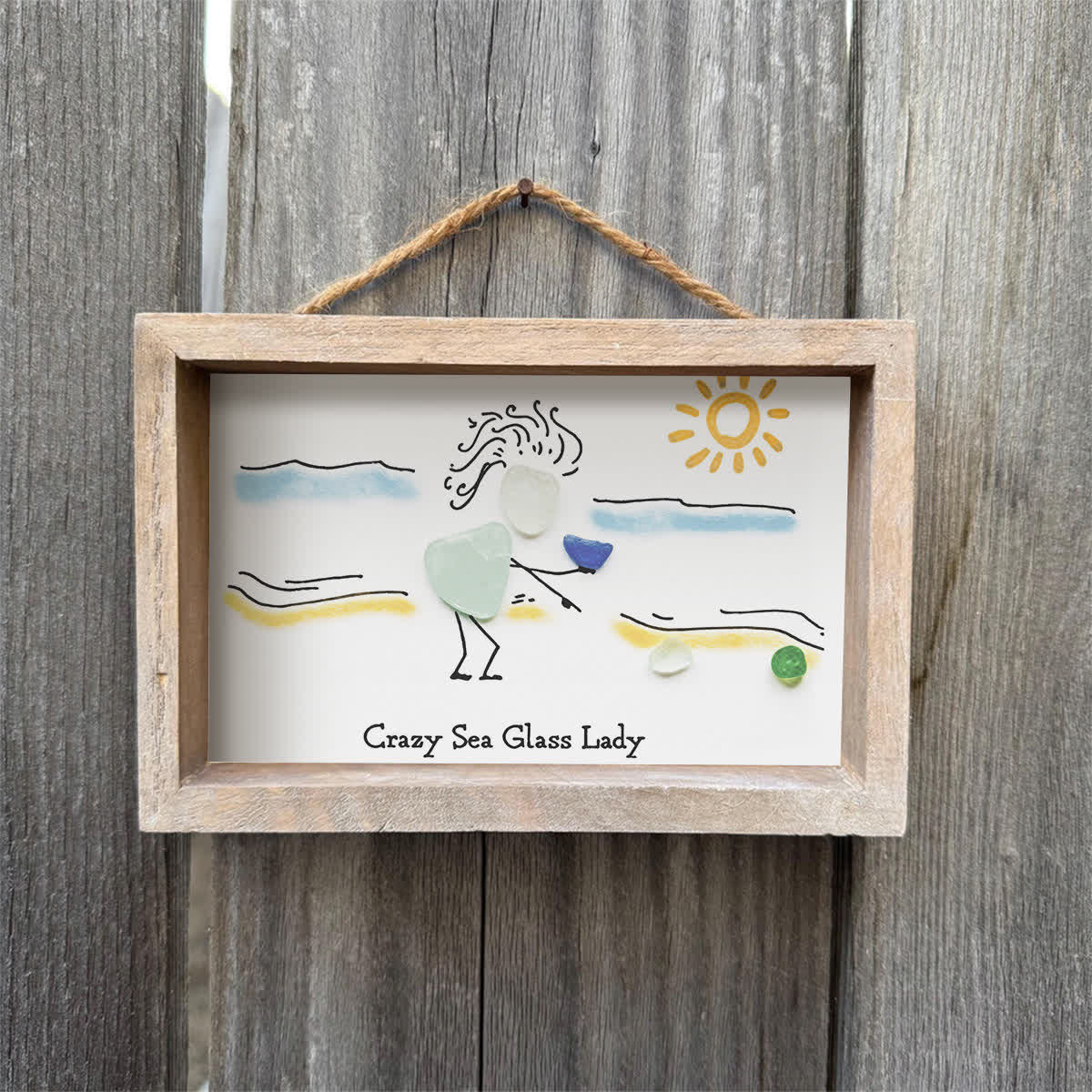 Summer Beach Crazy Sea Glass Lady Framed Art - image 12