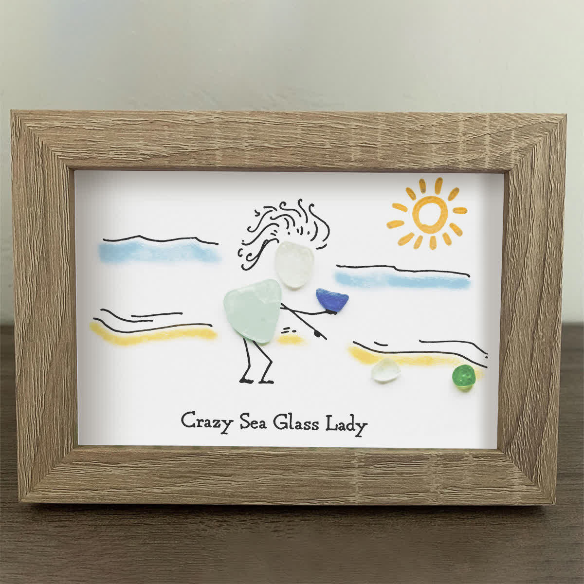 Summer Beach Crazy Sea Glass Lady Framed Art - image 5