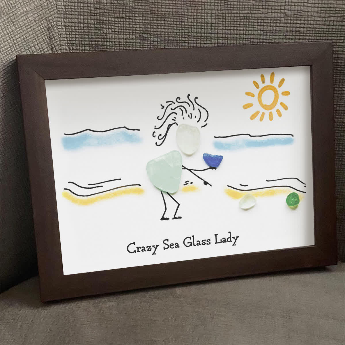 Summer Beach Crazy Sea Glass Lady Framed Art - image 6