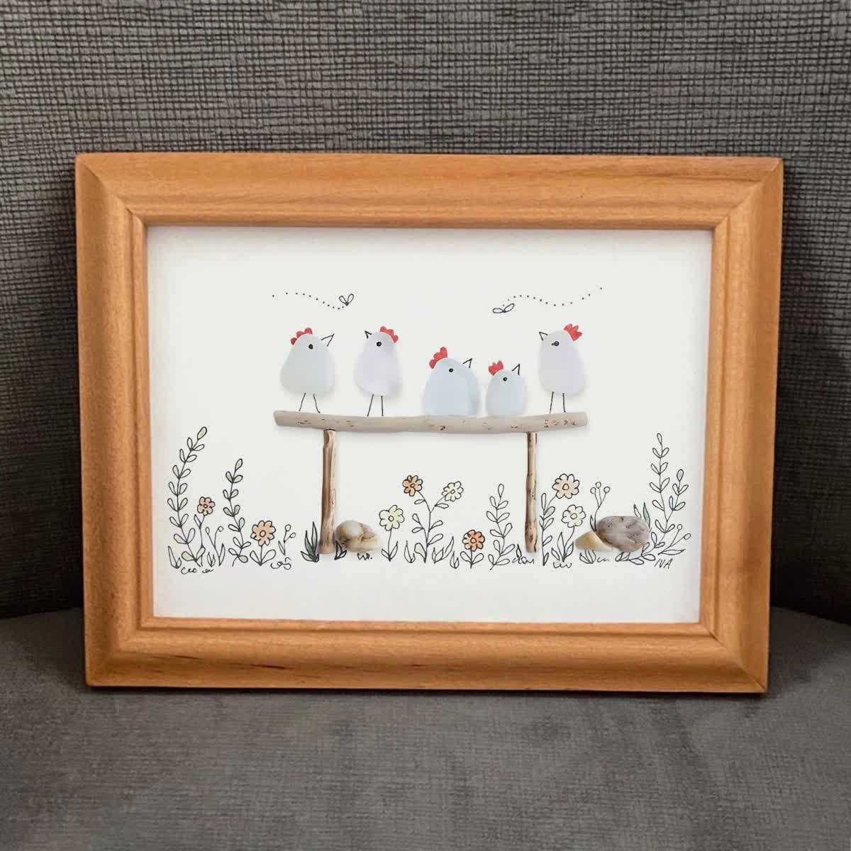 Chicken Family Farmhouse Sea Glass Framed Art - image 9