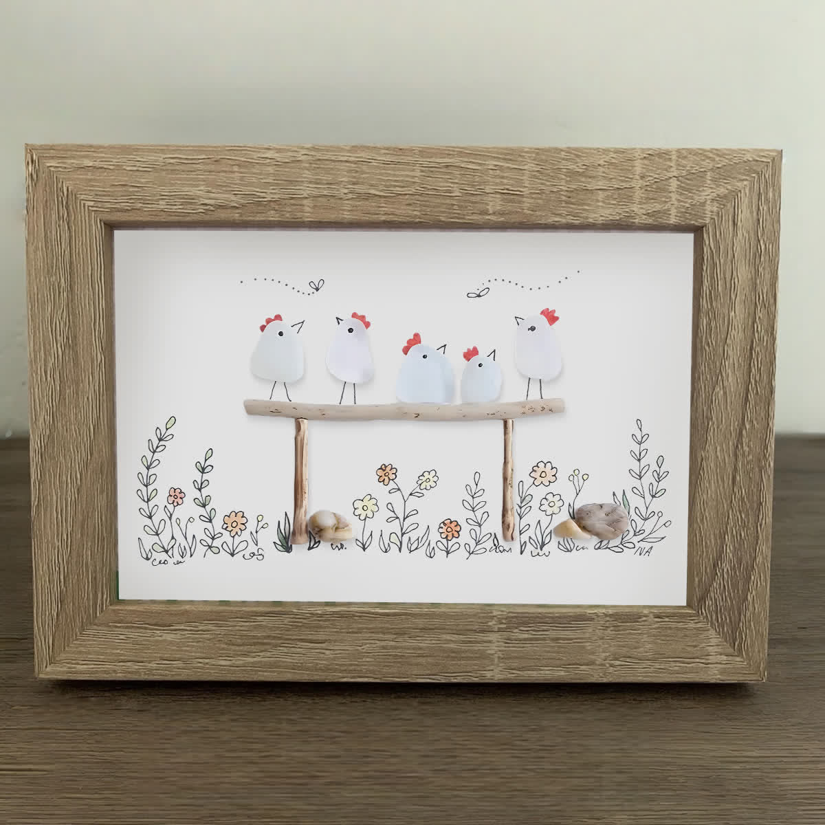 Chicken Family Farmhouse Sea Glass Framed Art - image 4