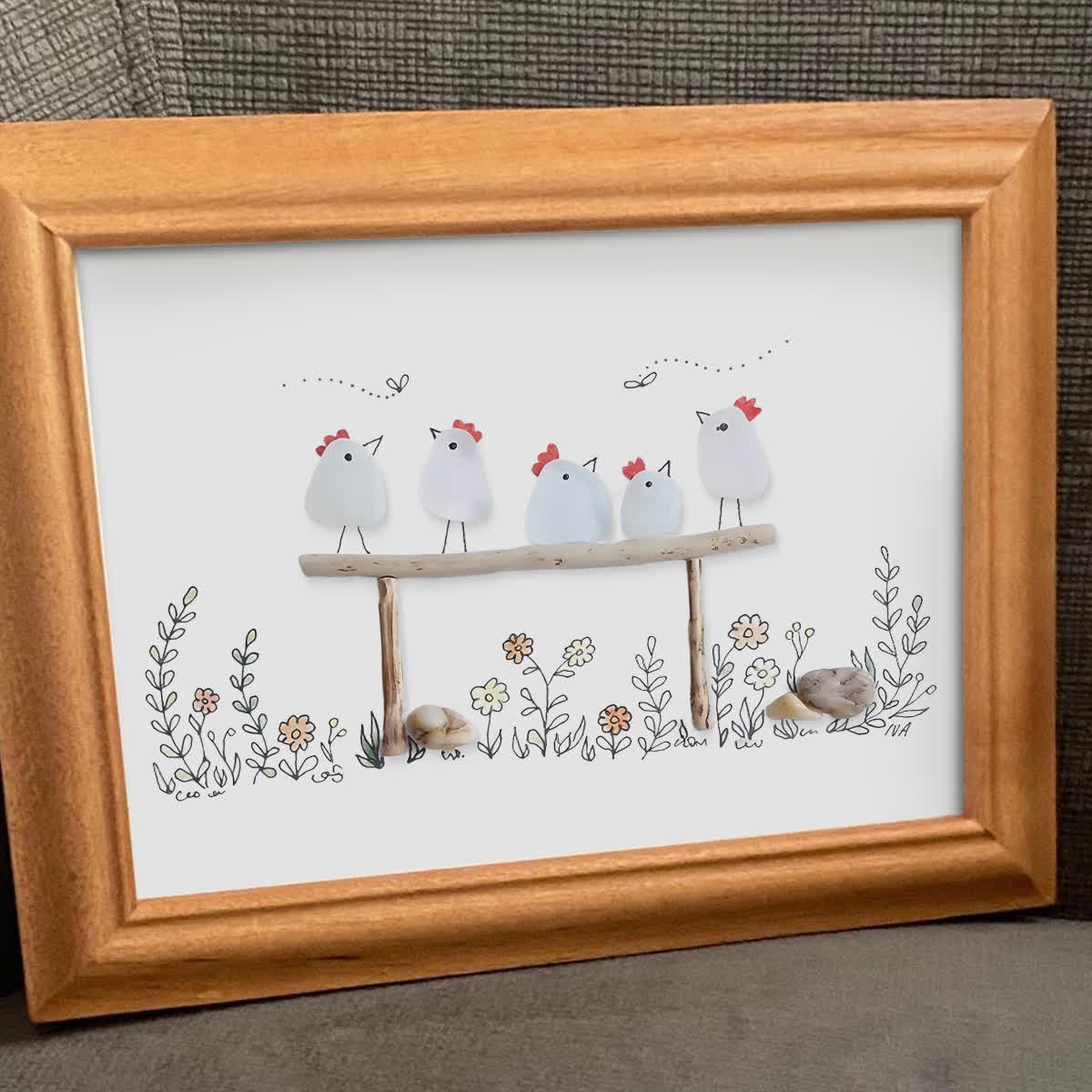 Chicken Family Farmhouse Sea Glass Framed Art - image 10