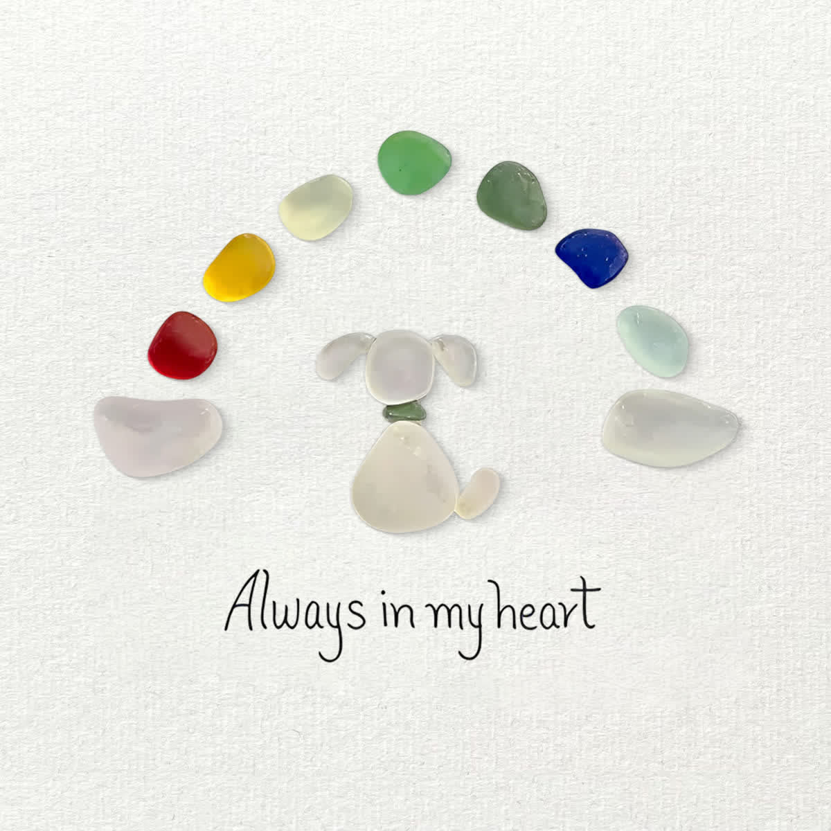 "Always in my heart" Rainbow Dog Memorial Sea Glass Framed Art - image 2