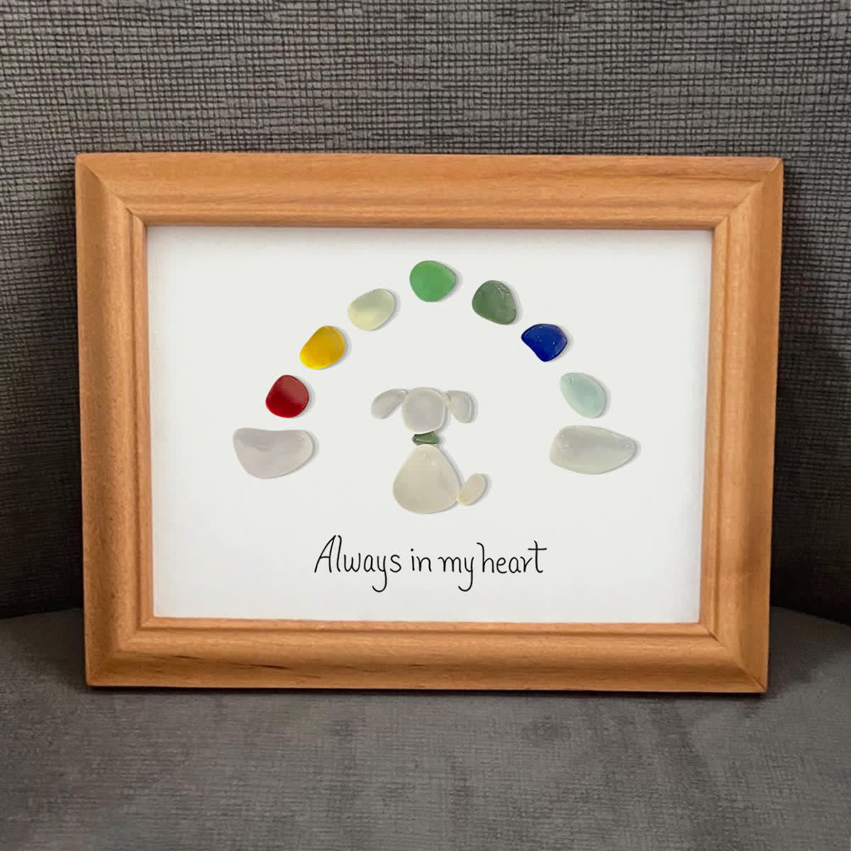"Always in my heart" Rainbow Dog Memorial Sea Glass Framed Art - image 6