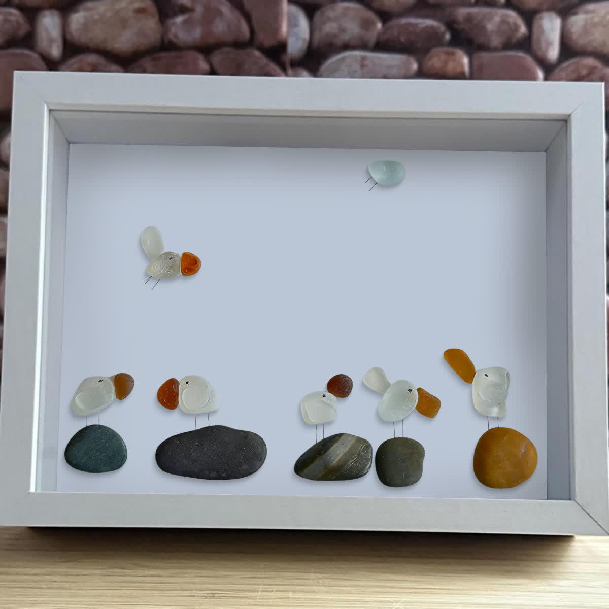 Coastal Bird Gathering Sea Glass Framed Art - image 12