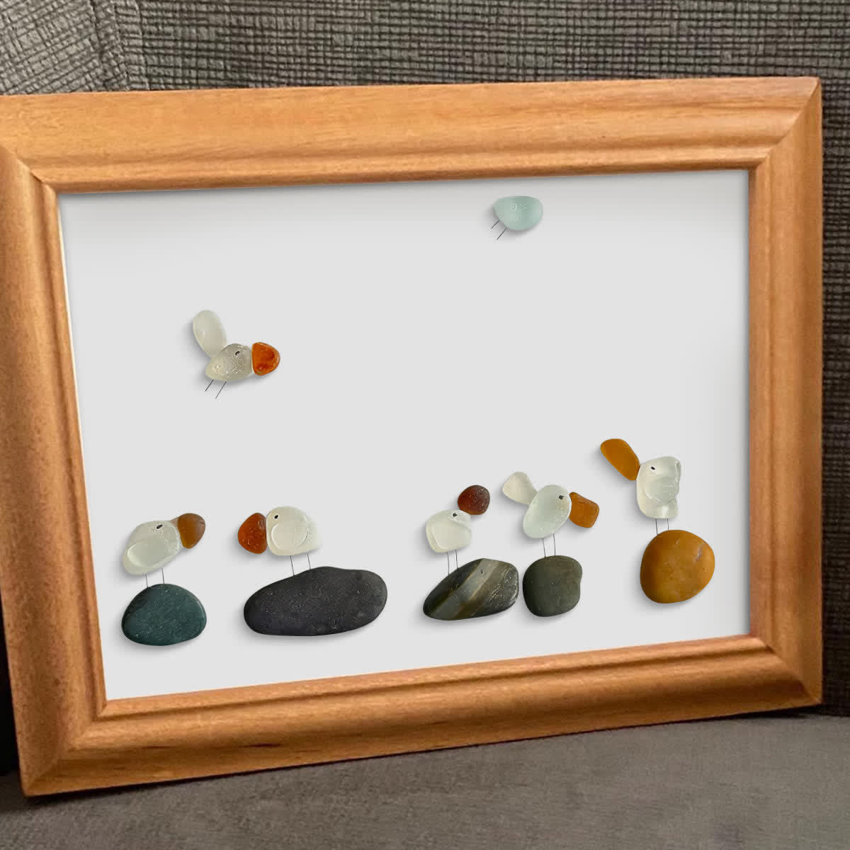Coastal Bird Gathering Sea Glass Framed Art - image 4