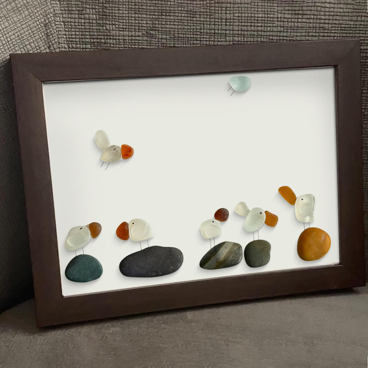 Coastal Bird Gathering Sea Glass Framed Art - image 0