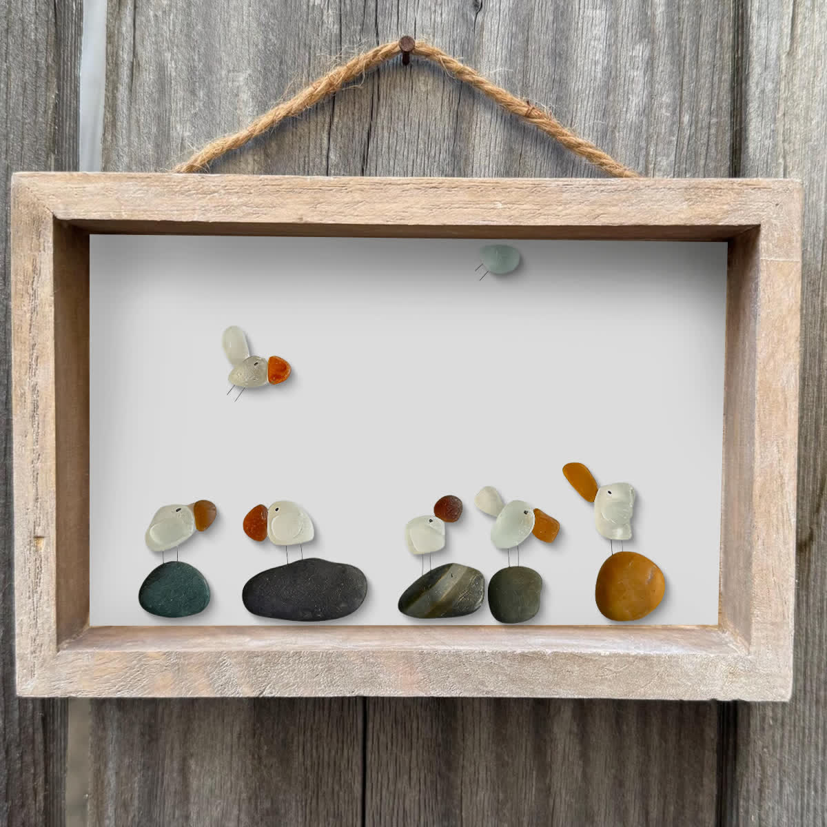 Coastal Bird Gathering Sea Glass Framed Art - image 11