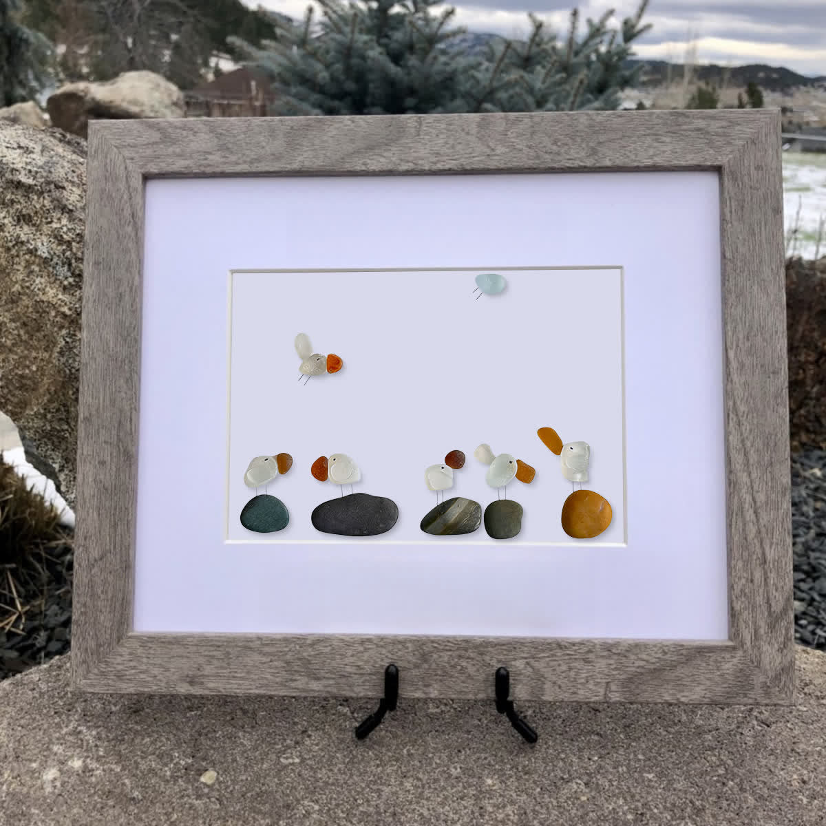 Coastal Bird Gathering Sea Glass Framed Art - image 3